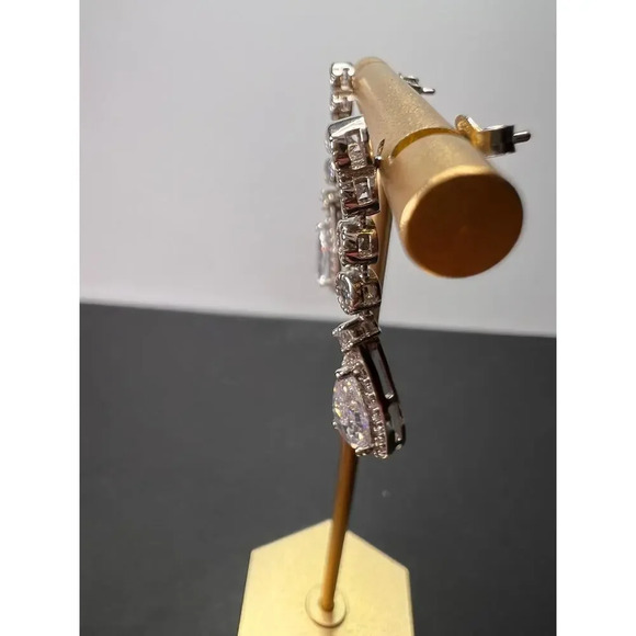 Teardrop CZ sterling silver dangle earrings - Picture 5 of 10